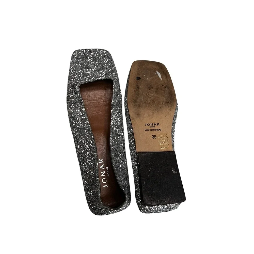 Jonak Paris glitter square-toe ballet flats Size 36 Silver